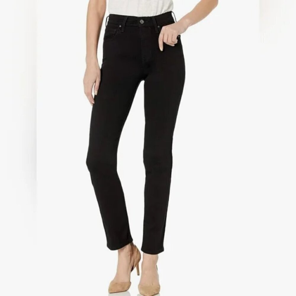 Levi's 724 High Rise Straight Black Jeans Stretch